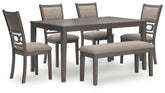 Bay Furniture Gallery - Ashley Furniture - Wrenning Dining Room - Dining Room Table Set (6/CN) / Gray - D425-325